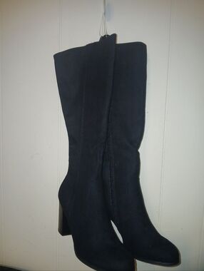 Style & CO Women's Black Calf High Suede Block Heel Boots